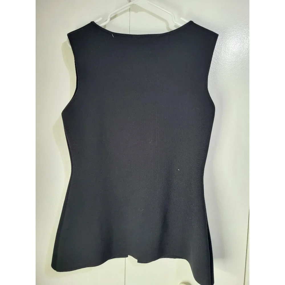 Zara Gold Button Knit Vest Top Black SZ XL Minimalist Classic Heavy - Picture 2 of 8